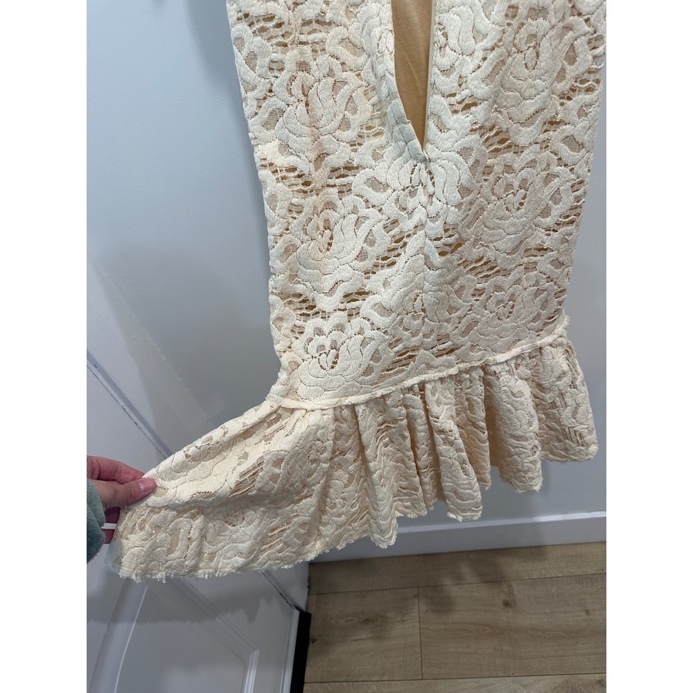 Dolce & Gabbana Cream Floral Lace Flutter Sleeve Mermaid Midi Dress IT 40 - Picture 12 of 12